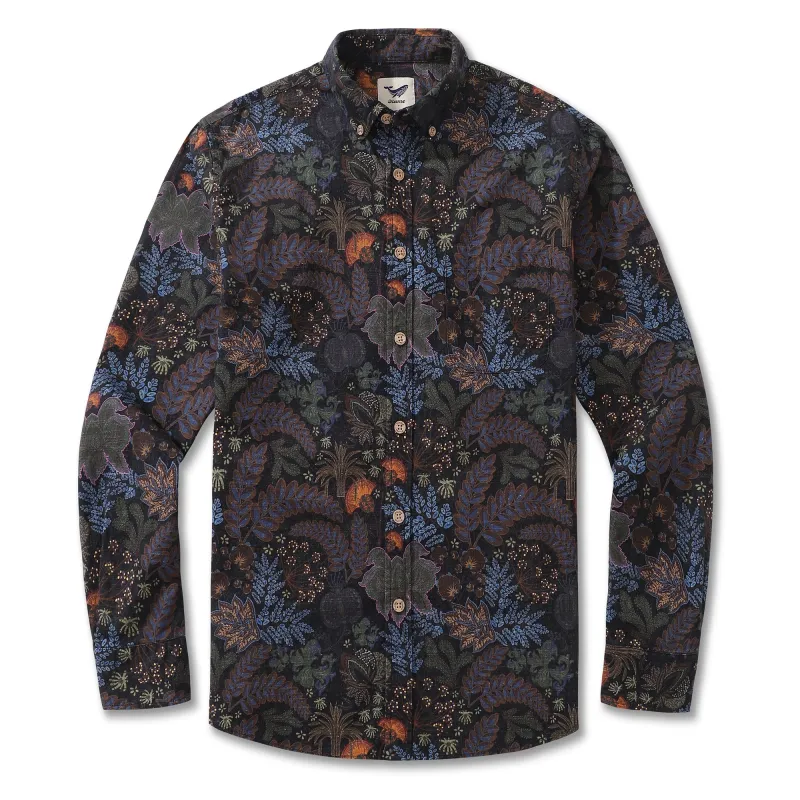 Men's Hawaiian Shirt Whispers in the Dark Cotton Button-down Long Sleeve Aloha Shirt sold by Yiume