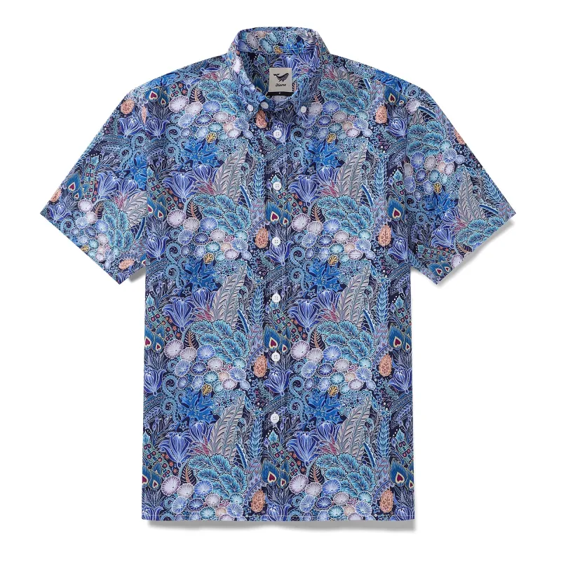Men's Hawaiian Shirt Floral Pattern Series 2 Print Cotton Button-down Short Sleeve Aloha Shirt sold by Yiume