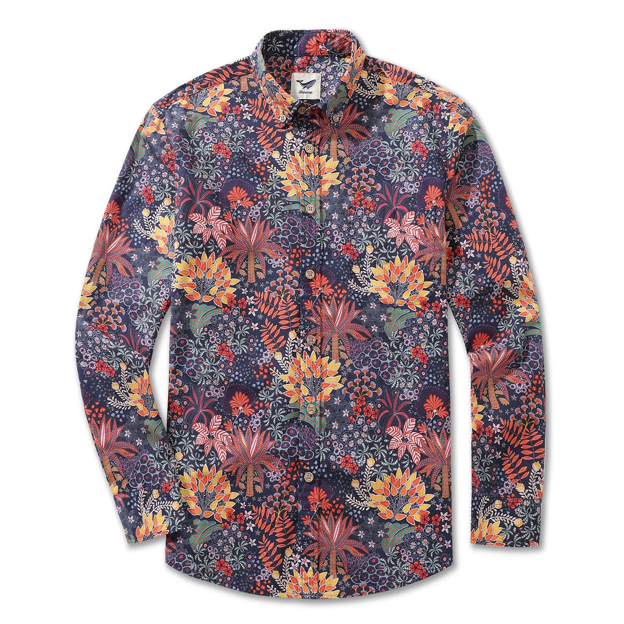 Men's Hawaiian Shirt Quirky Plants Print Cotton Button-down Long Sleeve Aloha Shirt Quirky Plants Long Sleeve Shirt sold by Yiume product image thumbnail 4
