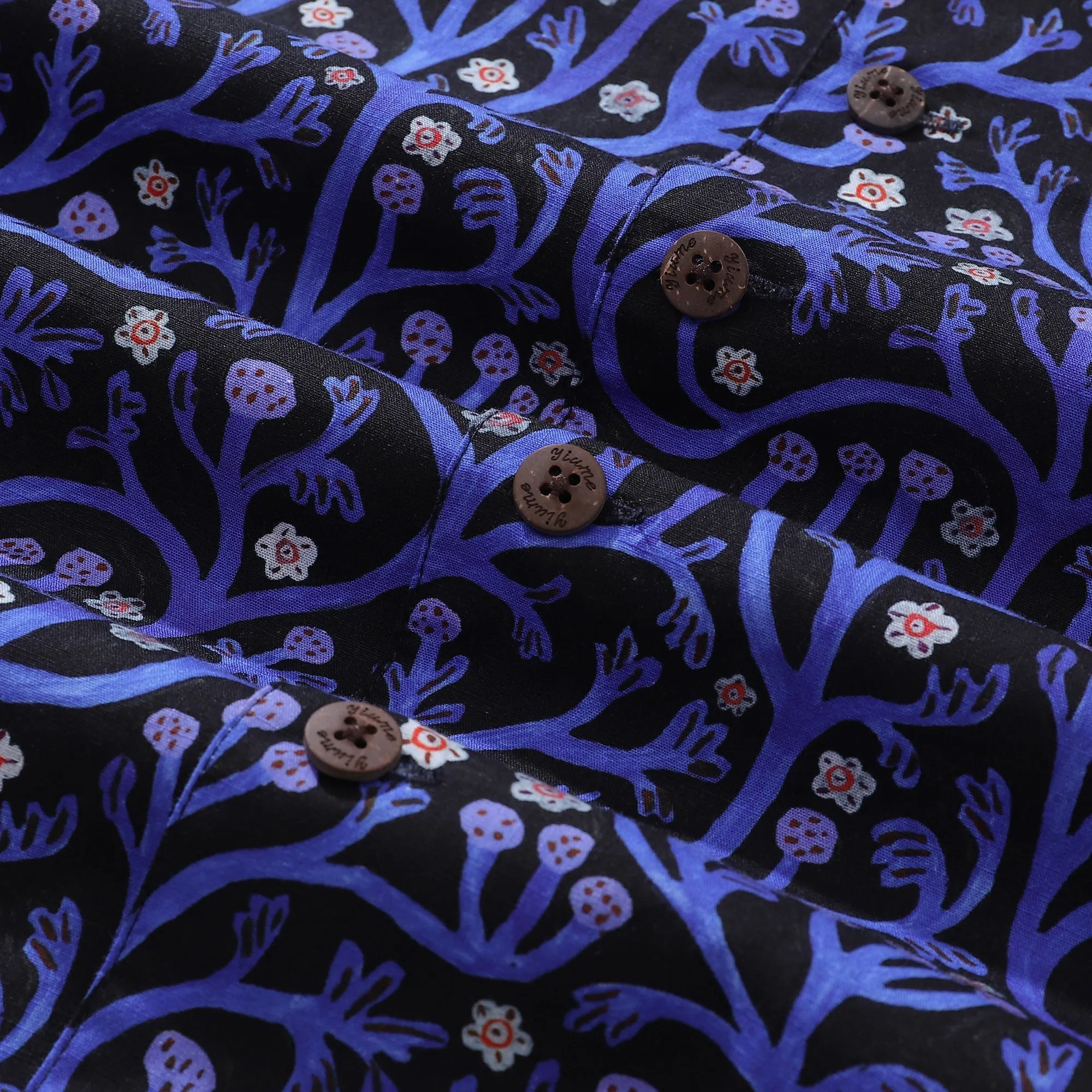 1960s Vintage Hawaiian Shirt For Men 100% Cotton Camp Collar Shirt Midnight Garden Shirt sold by Yiume product image thumbnail 4