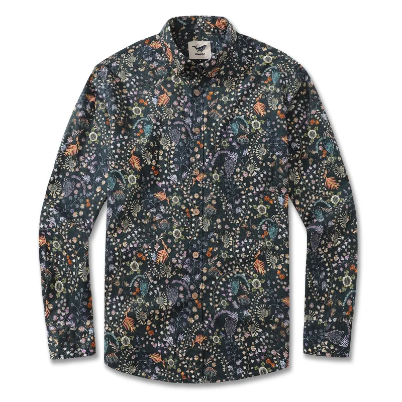 Men's Hawaiian Shirt Ancient Whispers Cotton Button-down Long Sleeve Aloha Shirt sold by Yiume