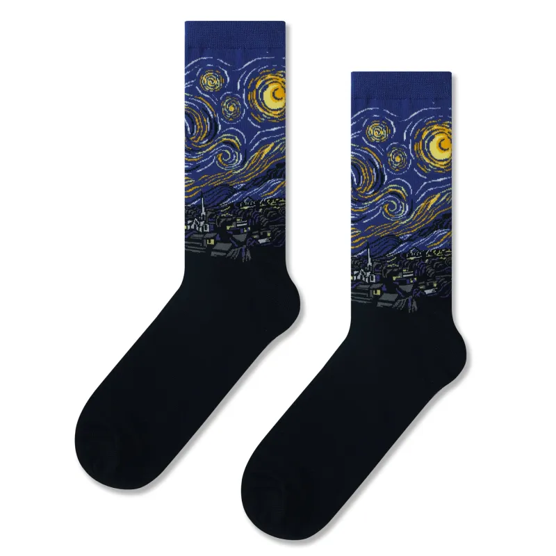 Van Gogh's Starry Night Print Men Socks sold by Yiume