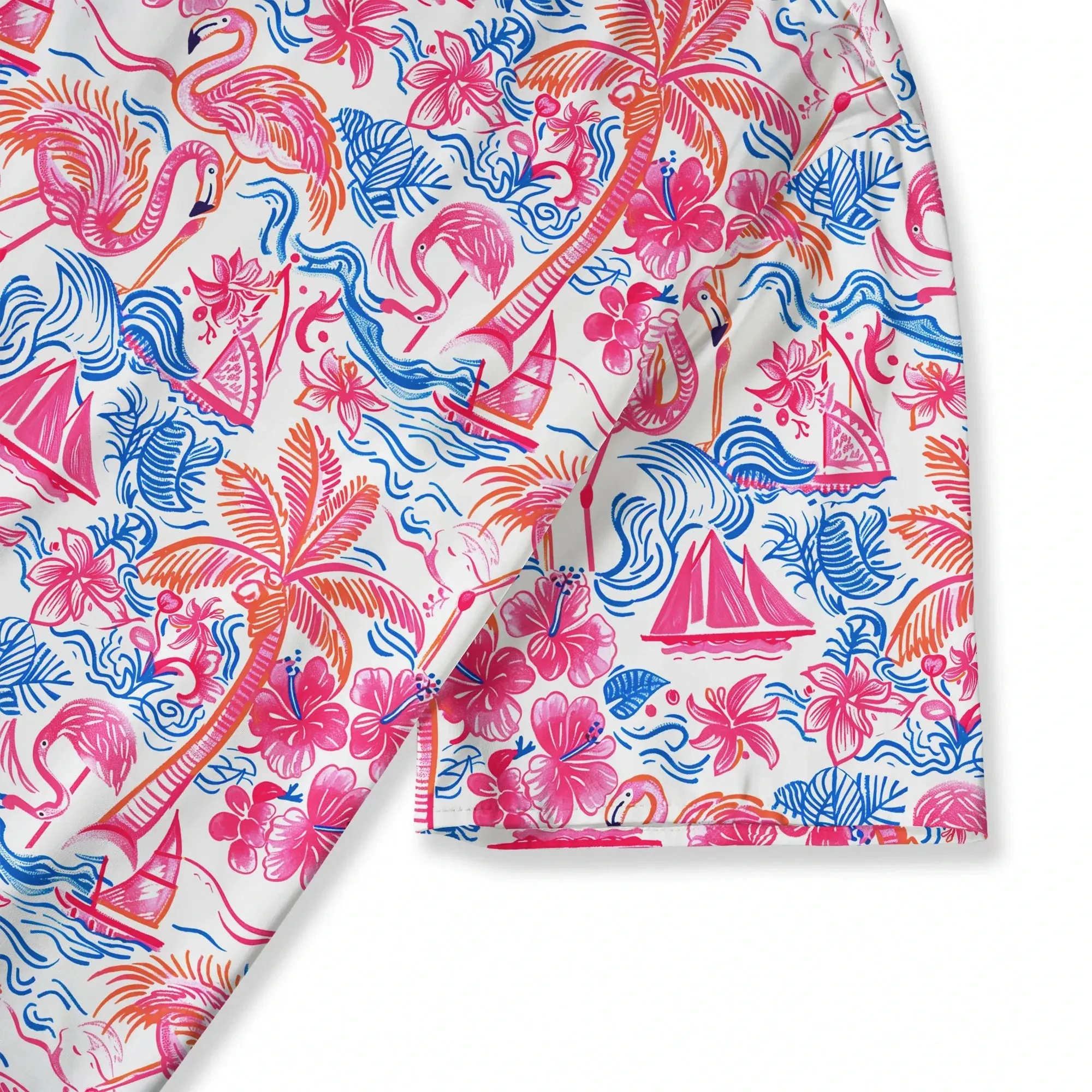 Flamingo Women's Casual Blouse Elbow Sleeve Crew Neck Button-Back 100% Lyocell Aloha Tropical Fire Bay sold by Yiume product image thumbnail 3