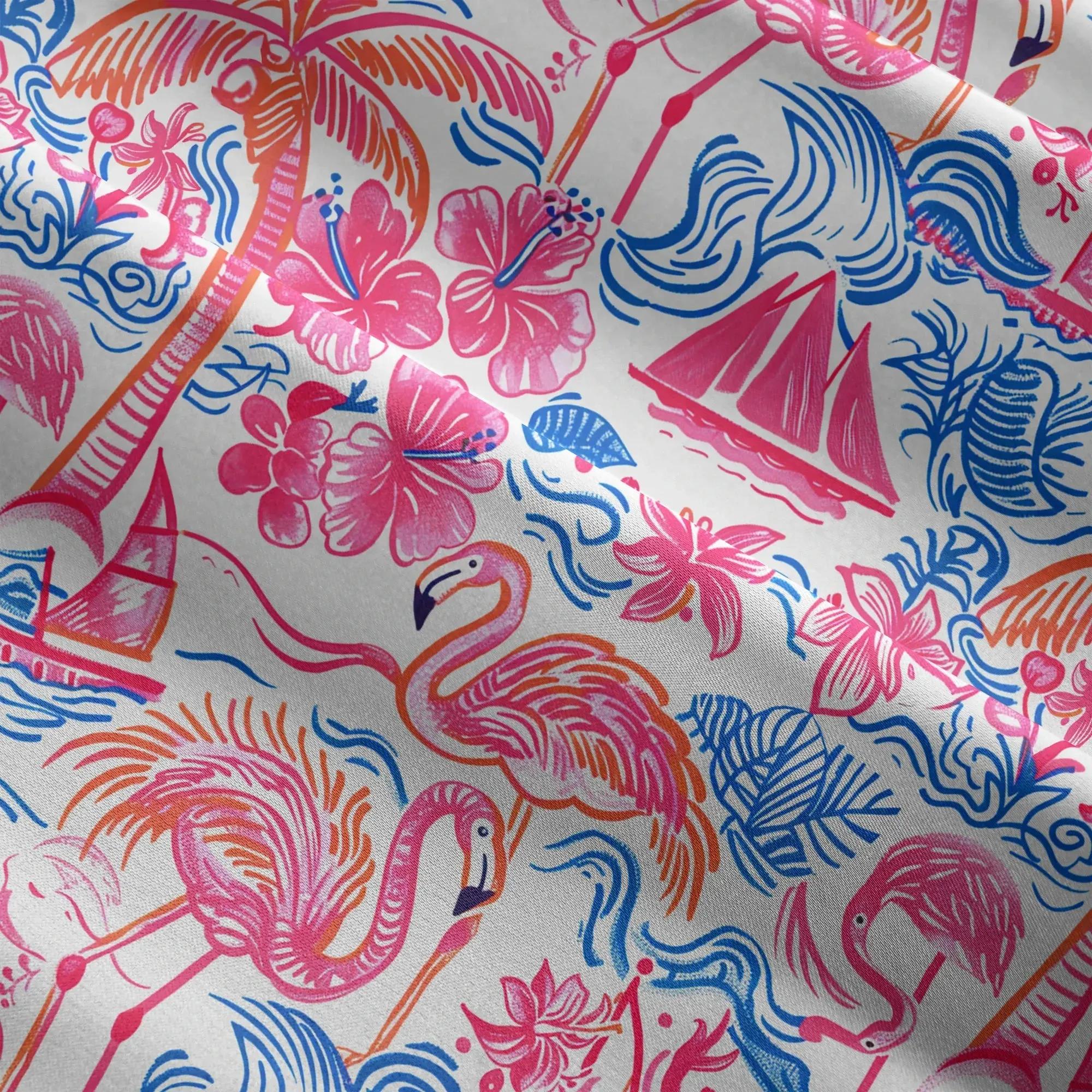 Flamingo Women's Casual Blouse Elbow Sleeve Crew Neck Button-Back 100% Lyocell Aloha Tropical Fire Bay sold by Yiume product image thumbnail 4