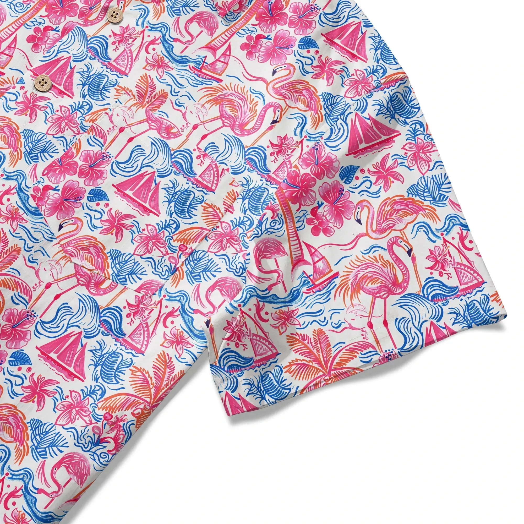 LeosWare® Men's Hawaiian Shirt Short Sleeve Button-up 100% Cotton Aloha Tropical Fire Bay sold by Yiume product image thumbnail 5