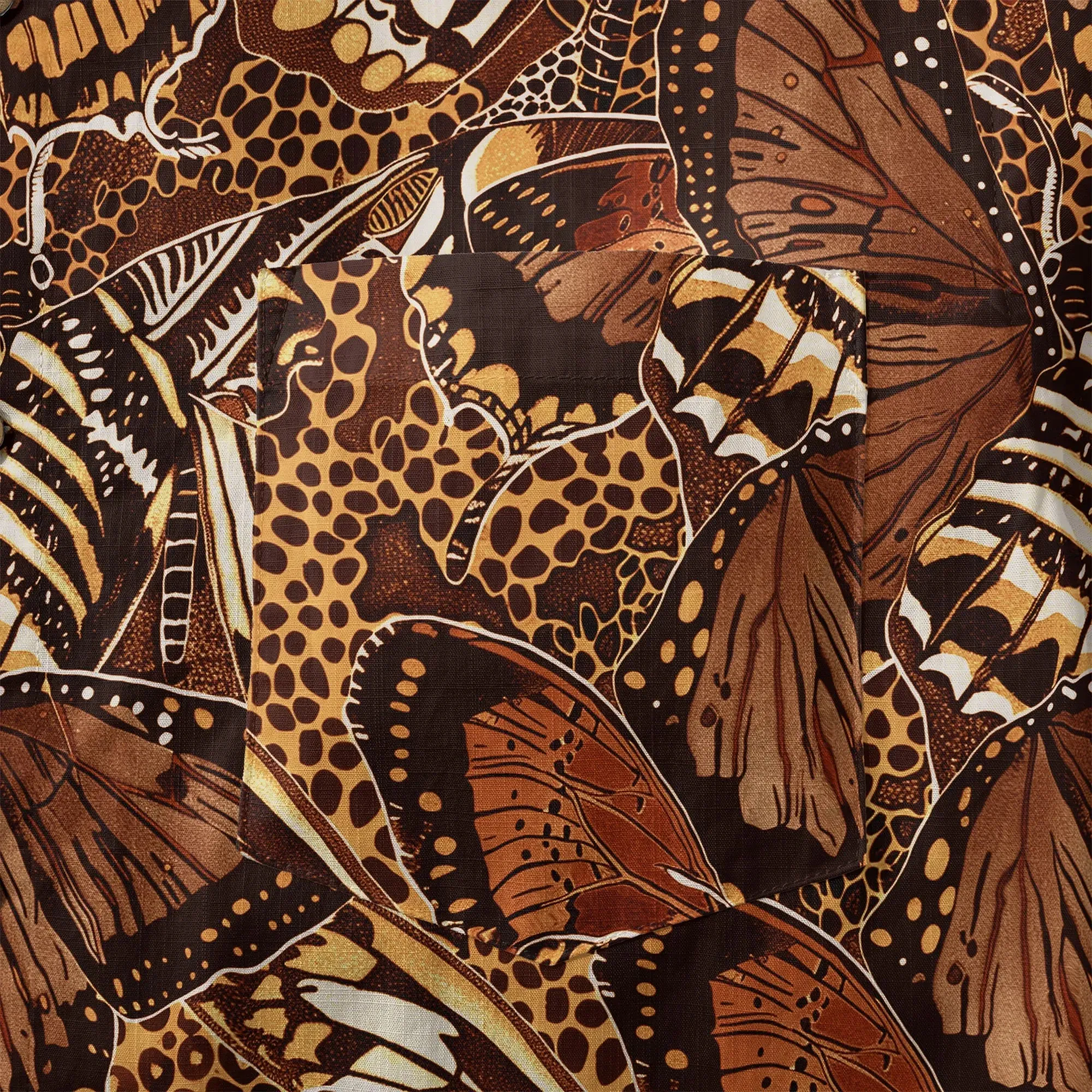 LeosWare® Men's Hawaiian Shirt Short Sleeve Button-up 100% Cotton Brown Aloha Butterfly Haven sold by Yiume product image thumbnail 4