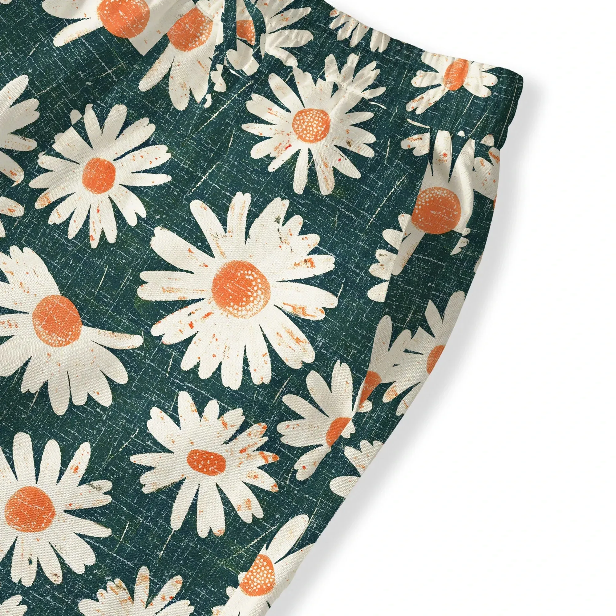 Women's Casual Floral Wide Leg Pants Lounge Elastic Waist Drawstring with Pockets 93% Lyocell, 7% Linen Green Aloha Daisy Bottom By Ann sold by Yiume product image thumbnail 3