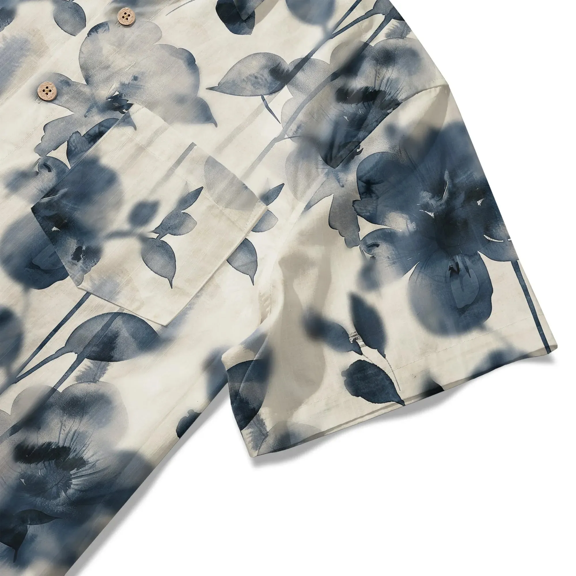 LeosWare® Men's Hawaiian Shirt Short Sleeve Button-up 100% Cotton Blue Aloha Blue And White Ink Charm By Ann sold by Yiume product image thumbnail 4