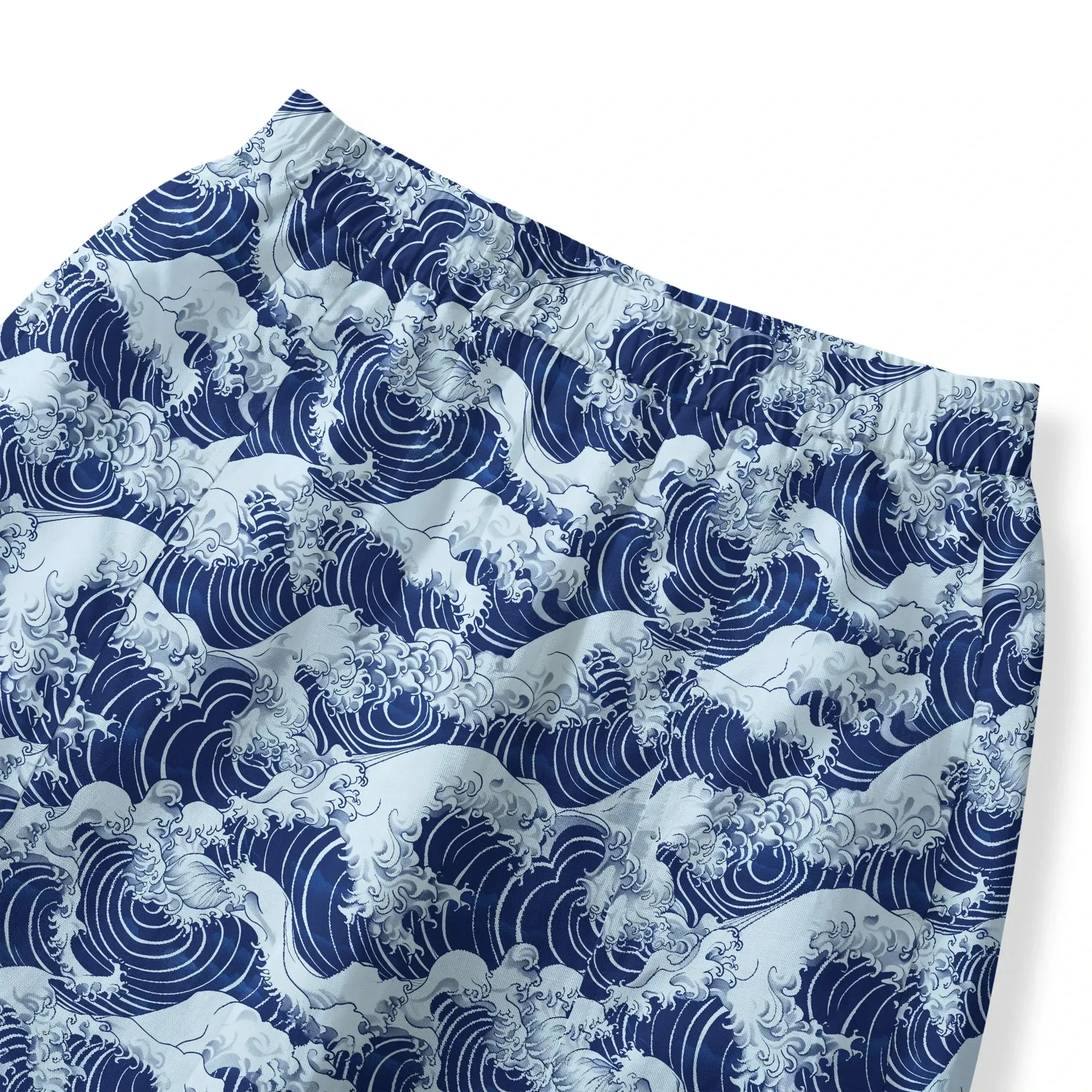 Women's Casual Ankle Pants Lounge Elastic Waist with Pockets 93% Lyocell, 7% Linen Blue Aloha Blue Wave World sold by Yiume product image thumbnail 2
