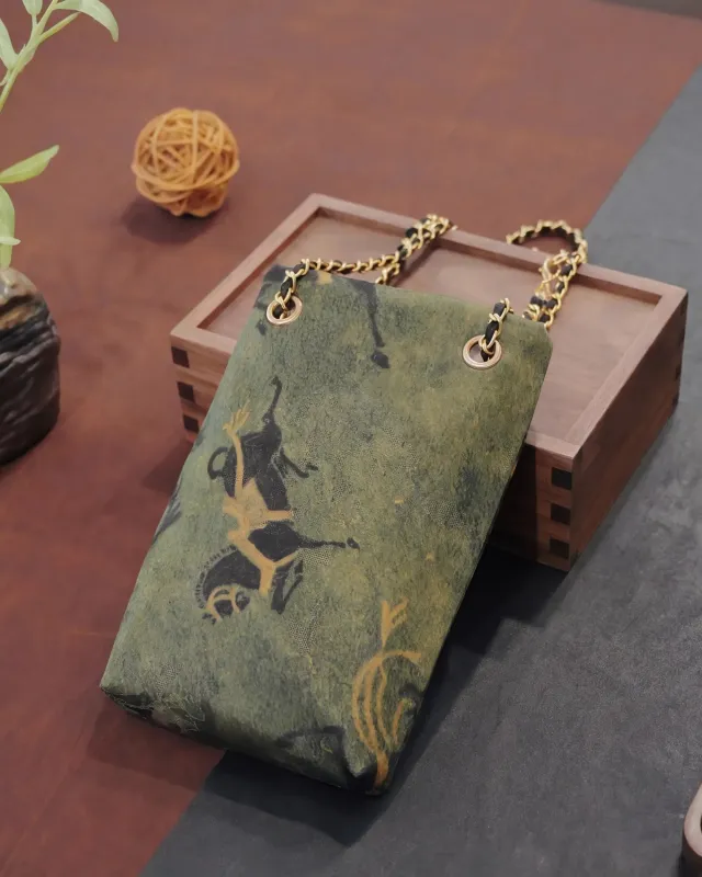 Horse Gambiered 100% Mulberry Silk Chain Phone Bag made by Yiume