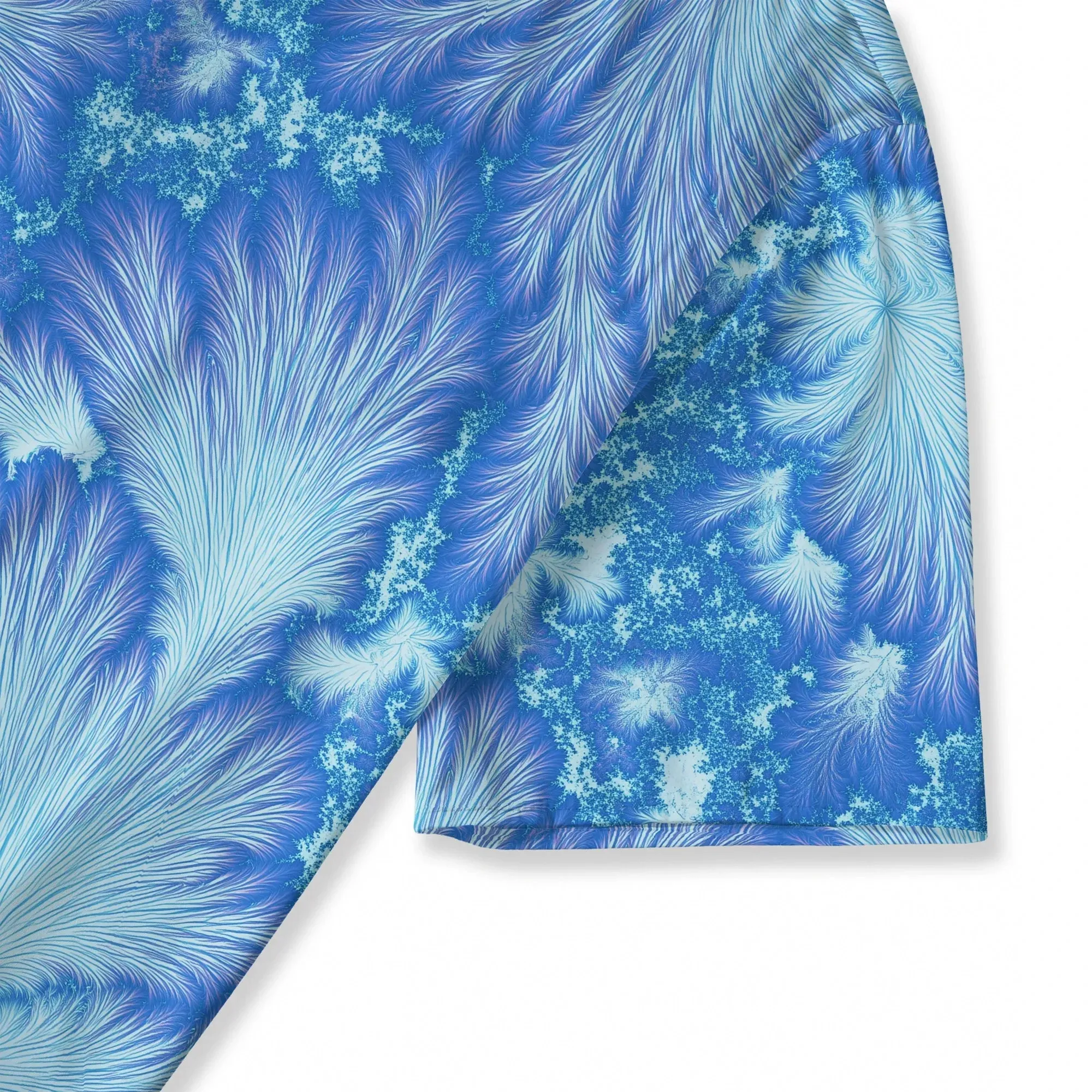 Women's Casual Blouse Elbow Sleeve Crew Neck Button-Back 100% Lyocell Blue Aloha Ice Blue Feather Flame sold by Yiume product image thumbnail 4