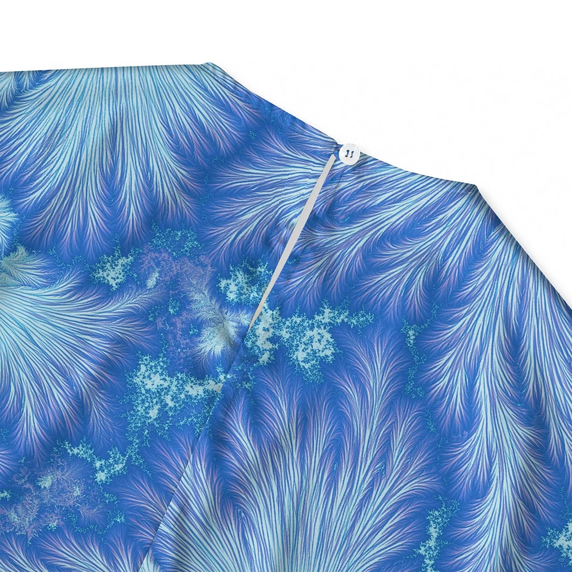 Women's Casual Blouse Elbow Sleeve Crew Neck Button-Back 100% Lyocell Blue Aloha Ice Blue Feather Flame sold by Yiume product image thumbnail 3