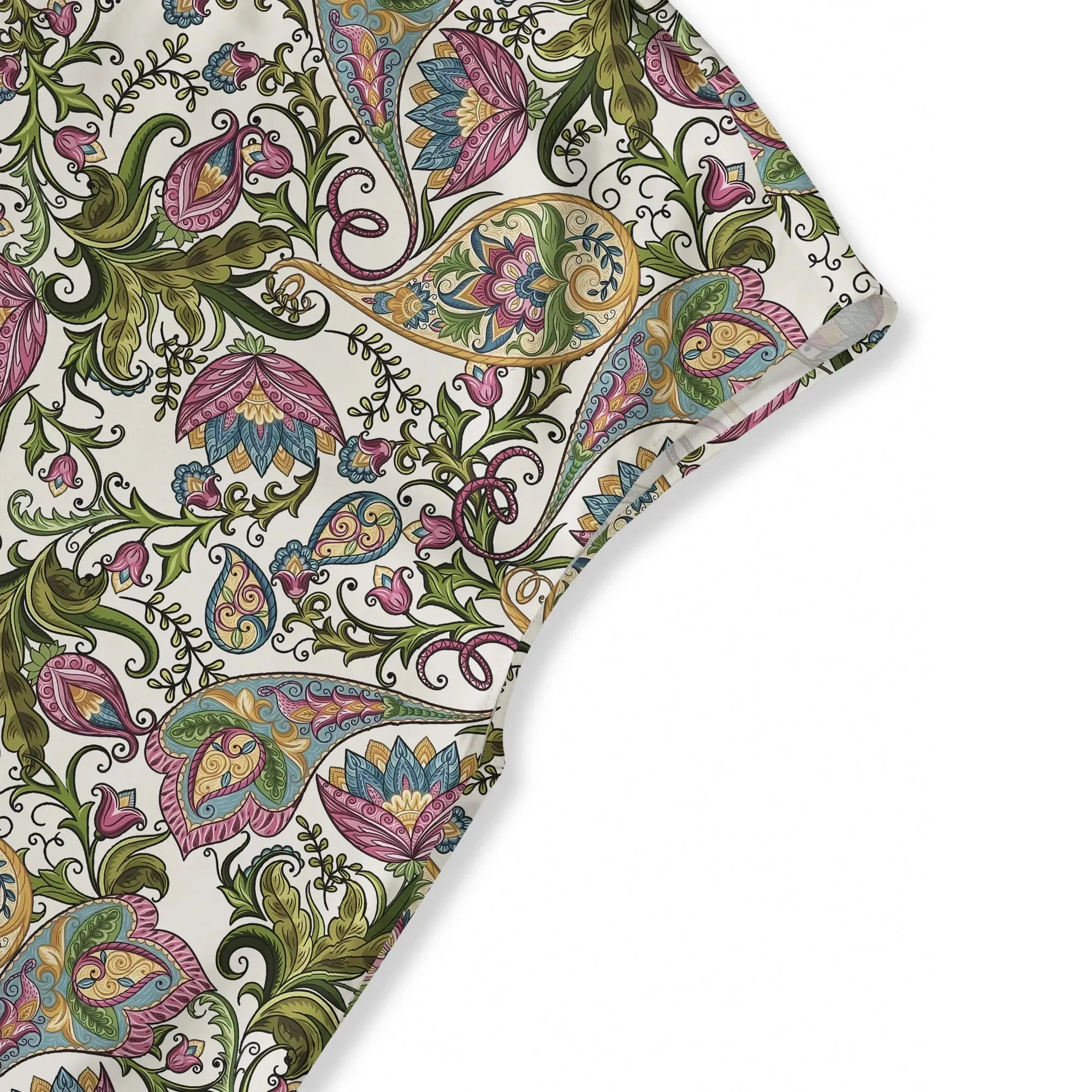 Women's Casual Blouse Cap Sleeve Fold-Over Neck Button-Back 100% Lyocell Green Aloha Sophisticated Botanical Romance sold by Yiume product image thumbnail 4