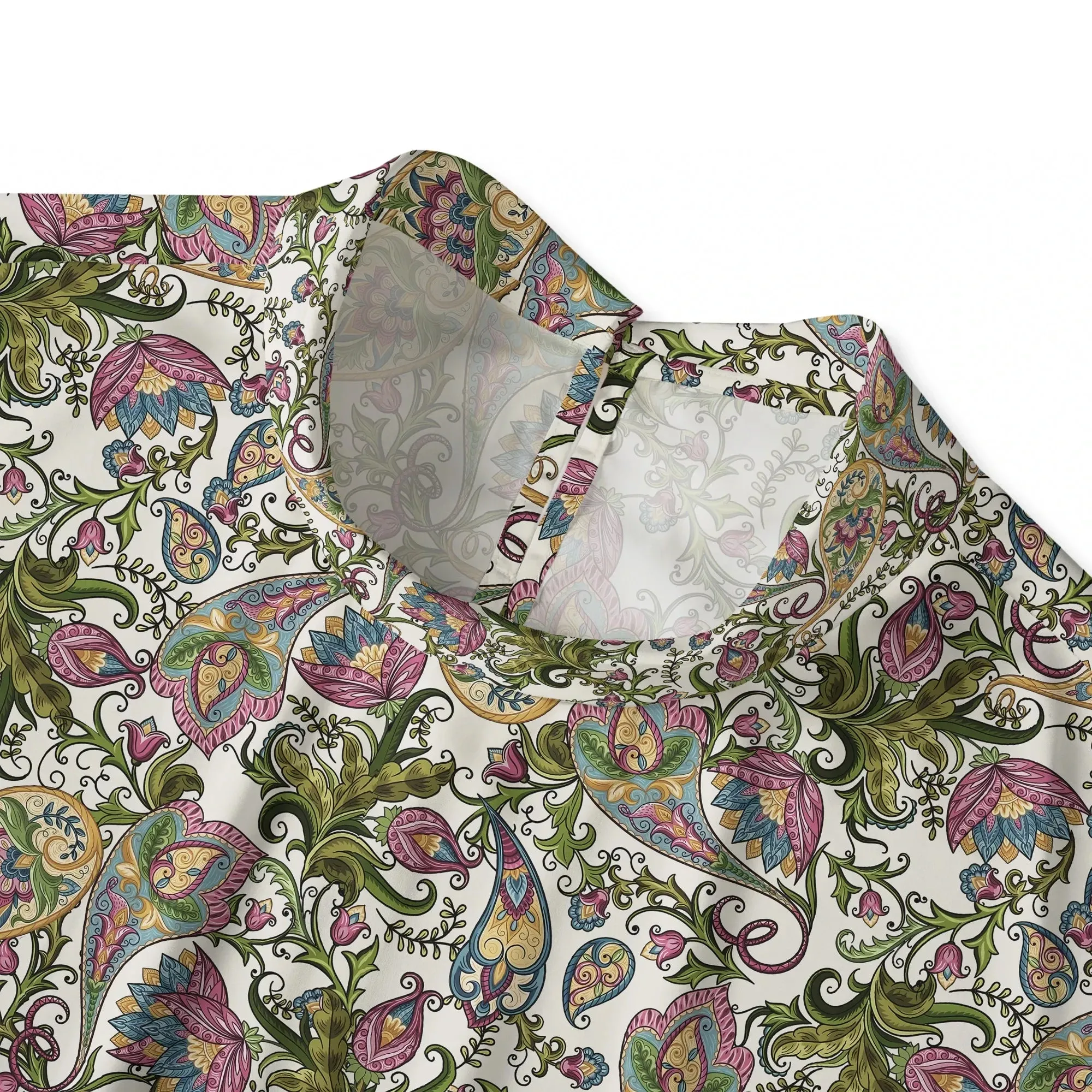 Women's Casual Blouse Cap Sleeve Fold-Over Neck Button-Back 100% Lyocell Green Aloha Sophisticated Botanical Romance sold by Yiume product image thumbnail 2