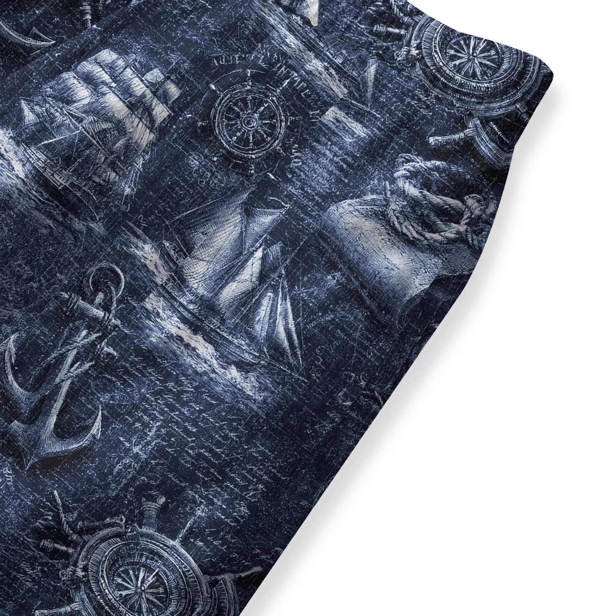 Women's Casual Ankle Pants Lounge Elastic Waist with Pockets 100% Cotton Blue Aloha Retro Nautical Logbook By Ann sold by Yiume product image thumbnail 3