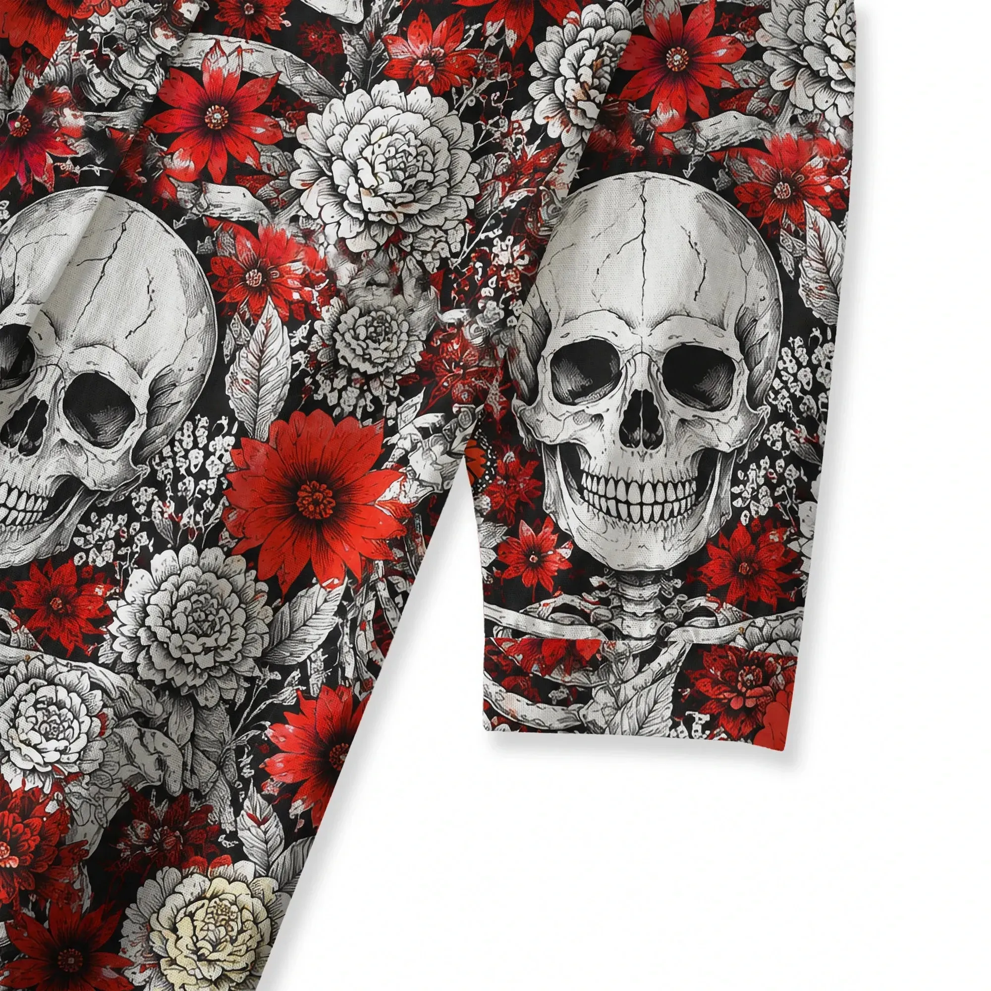 Women's Casual Blouse 3/4 Sleeve V-neck Shirt Collar 100% Cotton Black Aloha Blossoms Of Bone And Blood By Huan Huan sold by Yiume product image thumbnail 4