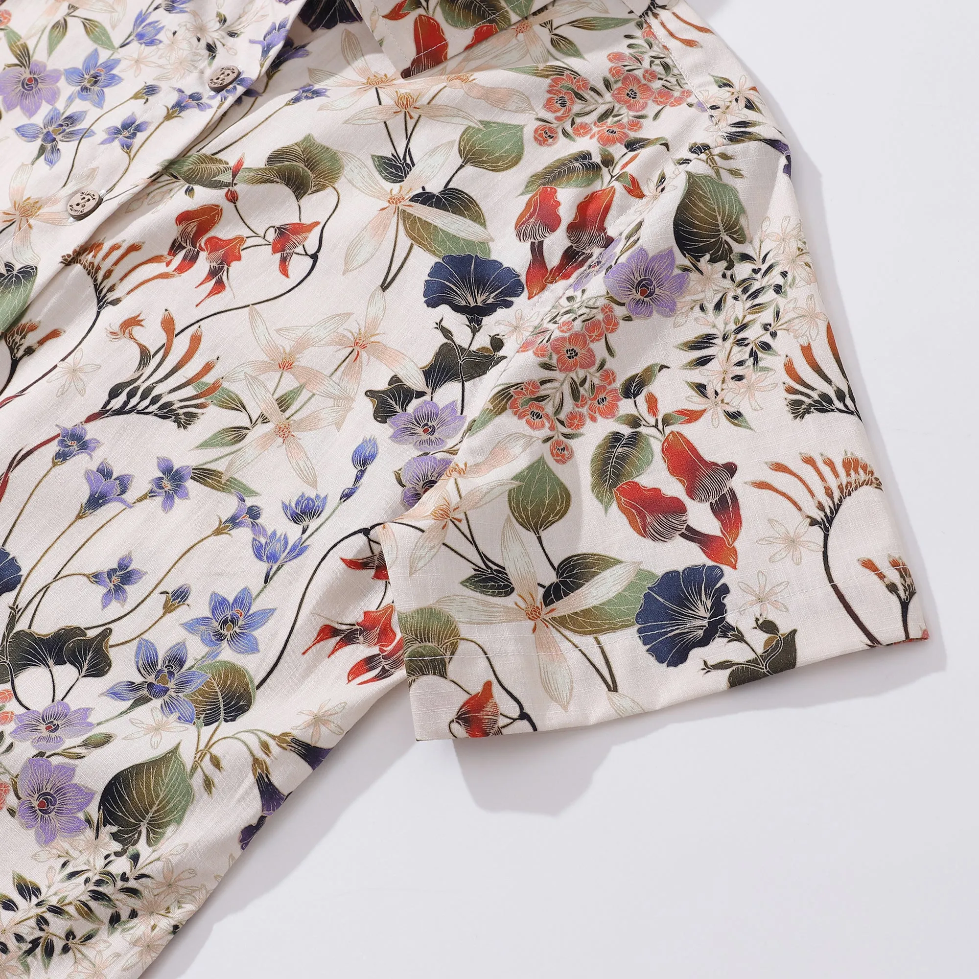 Women's Hawaiian Shirt Wildflowers By Eloise Cotton Button-up Short Sleeve Australian Wildflower By Eloise sold by Yiume product image thumbnail 3