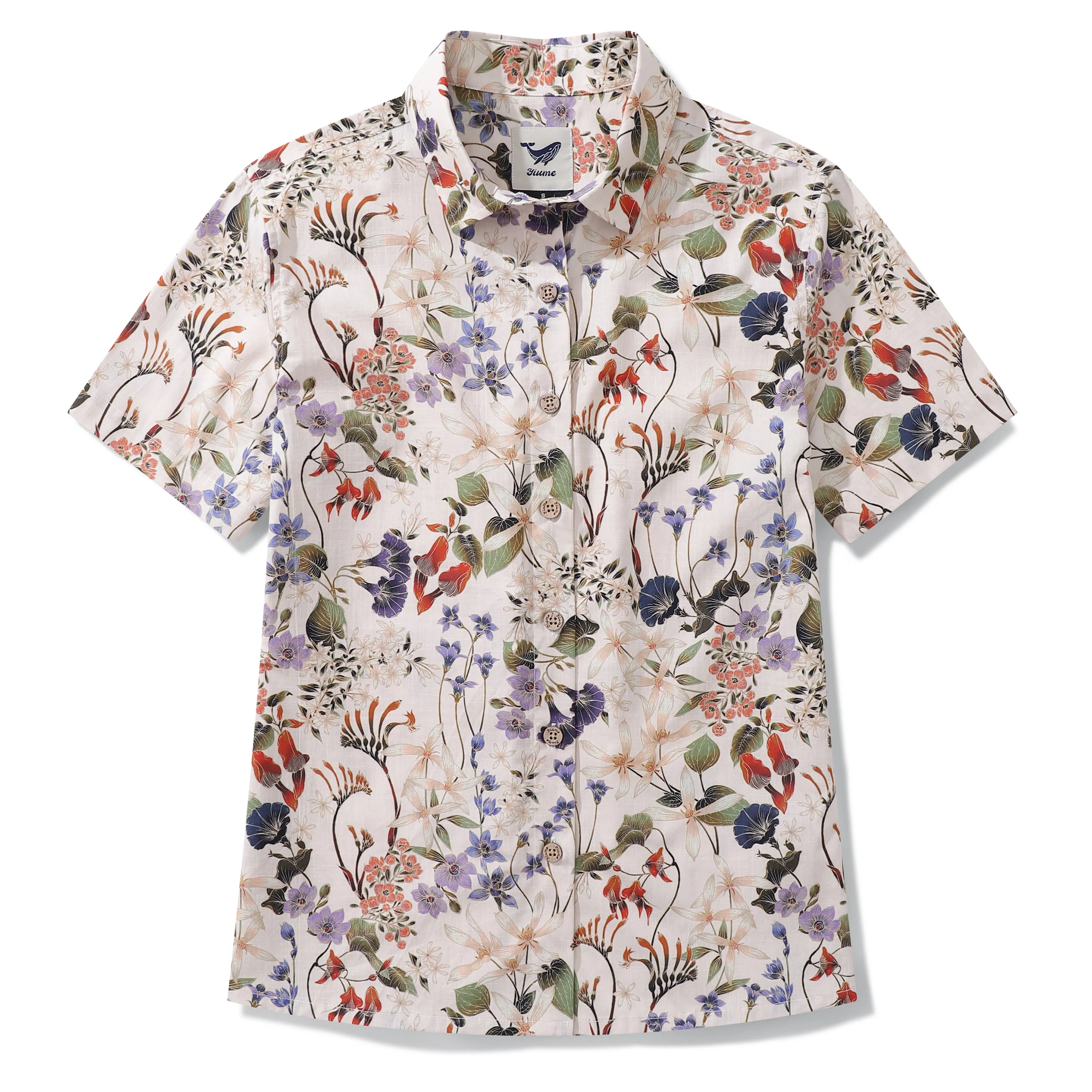 Women's Hawaiian Shirt Wildflowers By Eloise Cotton Button-up Short Sleeve Australian Wildflower By Eloise sold by Yiume
