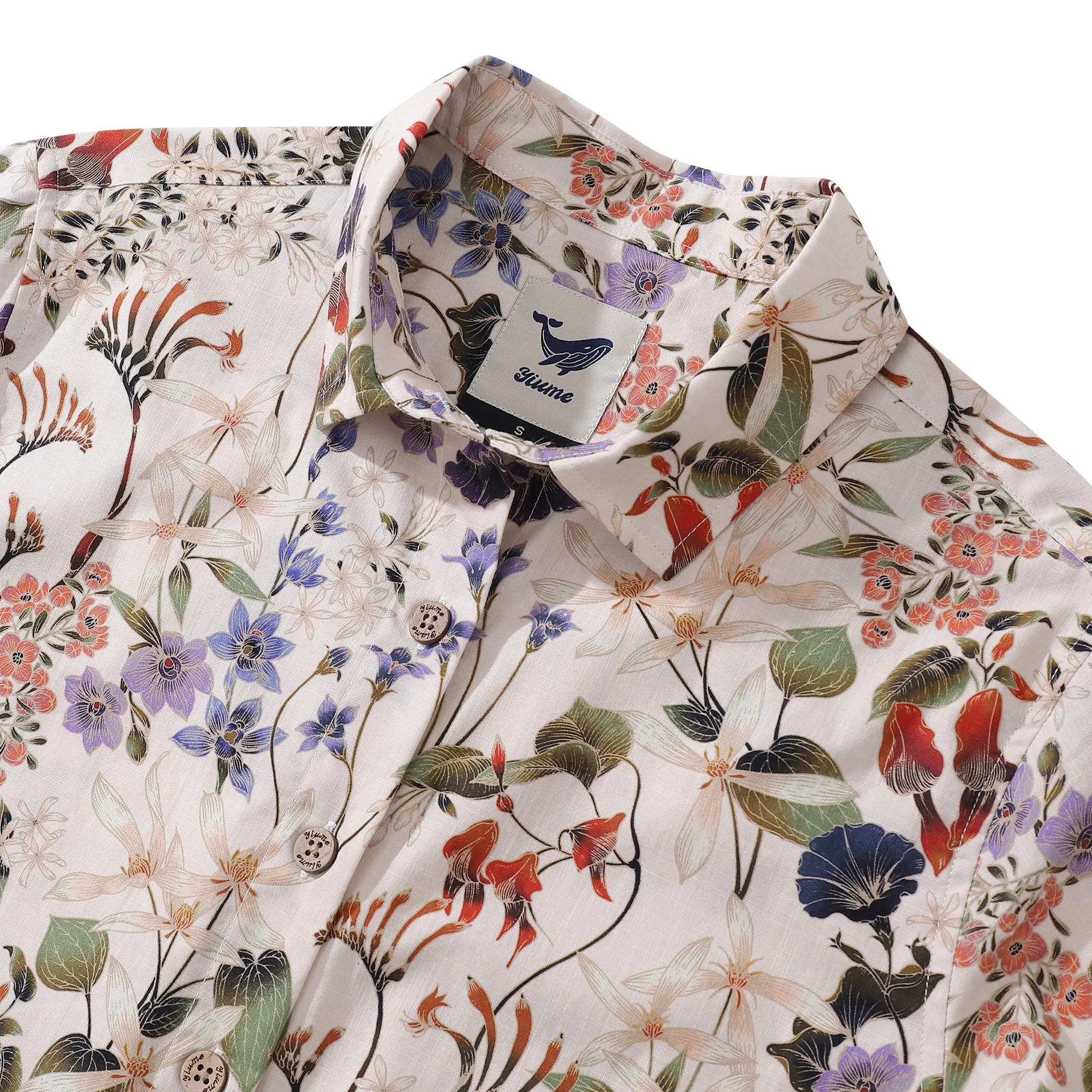 Women's Hawaiian Shirt Wildflowers By Eloise Cotton Button-up Short Sleeve Australian Wildflower By Eloise sold by Yiume product image thumbnail 2