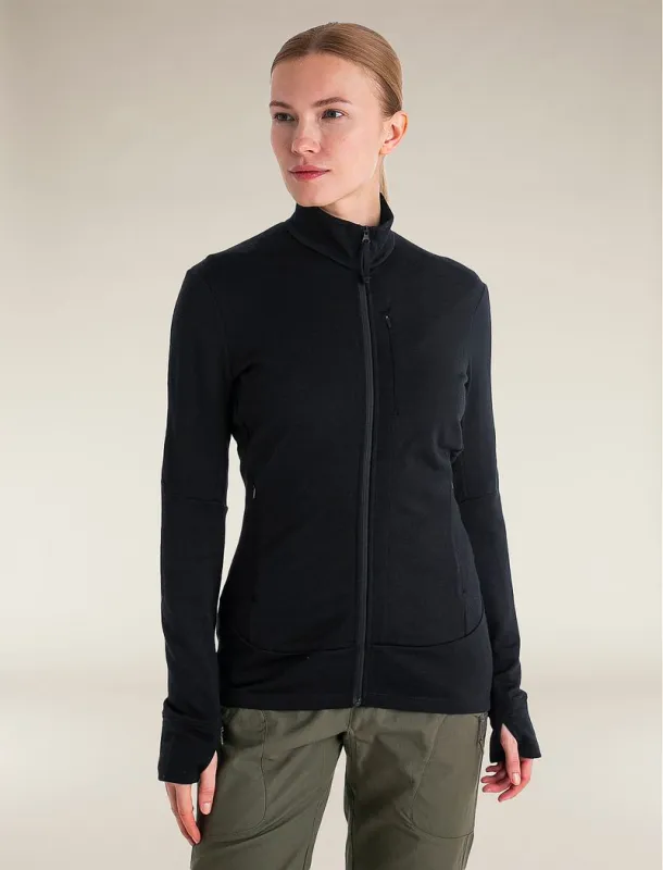 Icebreaker Merino 260 Quantum Long Sleeve Zip Jacket - Woman - Black - Size L sold by Icebreaker