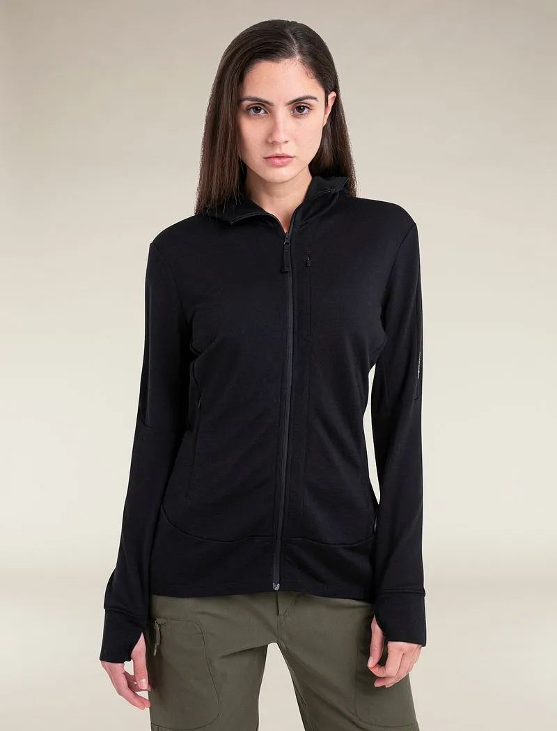 Icebreaker Merino 260 Quantum Long Sleeve Zip Hoodie - Woman - Black - Size S sold by Icebreaker