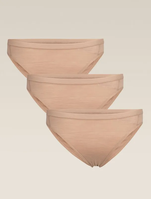 Icebreaker Merino Siren Bikini Briefs 3 Pack - Woman - Praline - Size XS sold by Icebreaker