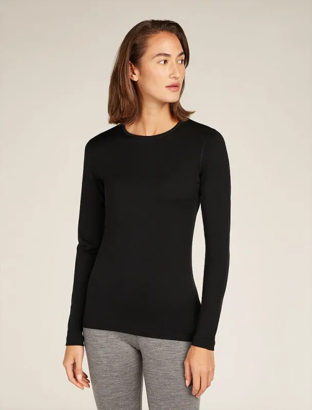 Icebreaker Merino 200 Oasis Long Sleeve Crew Thermal Top - Woman - Black - Size S sold by Icebreaker