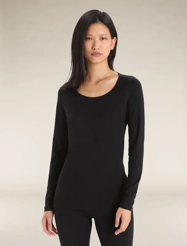 Icebreaker Merino 200 Oasis Long Sleeve Scoop Thermal Top - Woman - Black - Size L sold by Icebreaker