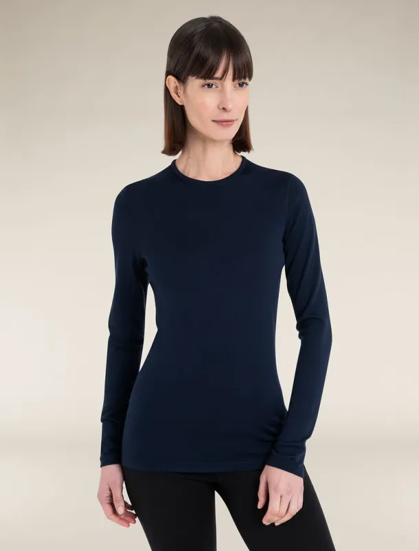 Icebreaker Merino 260 Tech Long Sleeve Crew Thermal Top - Woman - Midnight Navy - Size S sold by Icebreaker