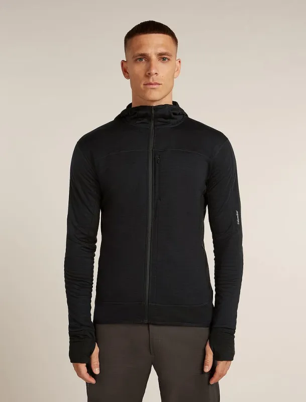 Icebreaker Merino Blend 300 RealFleece™ Descender Long Sleeve Zip Hoodie - Man - Black - Size XL sold by Icebreaker