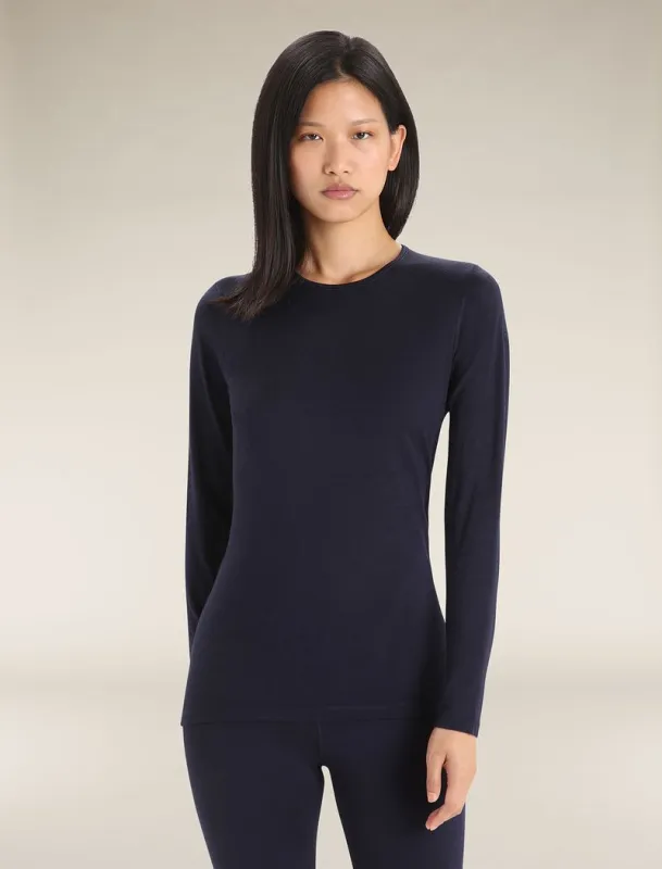 Icebreaker Merino 200 Oasis Long Sleeve Crew Thermal Top - Woman - Midnight Navy - Size XS sold by Icebreaker
