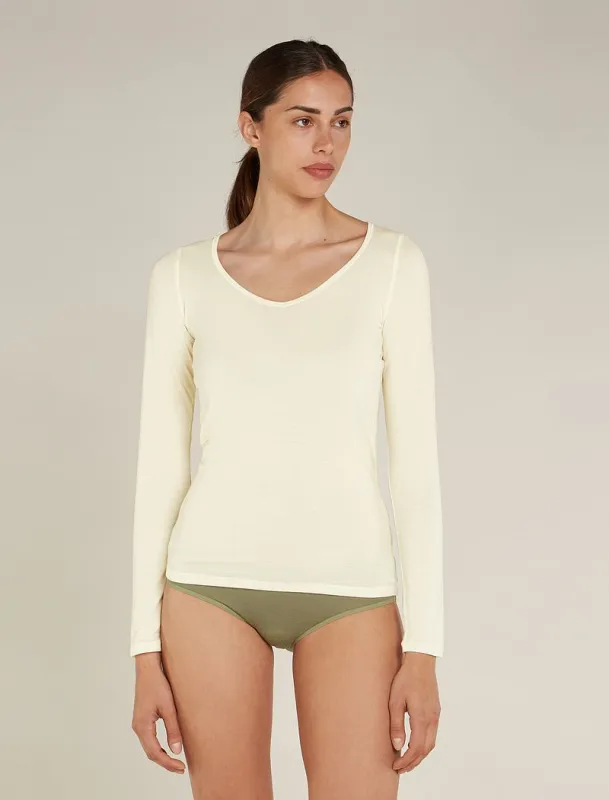 Icebreaker Merino 150 Siren Long Sleeve Sweetheart Top - Woman - Undyed - Size XL sold by Icebreaker