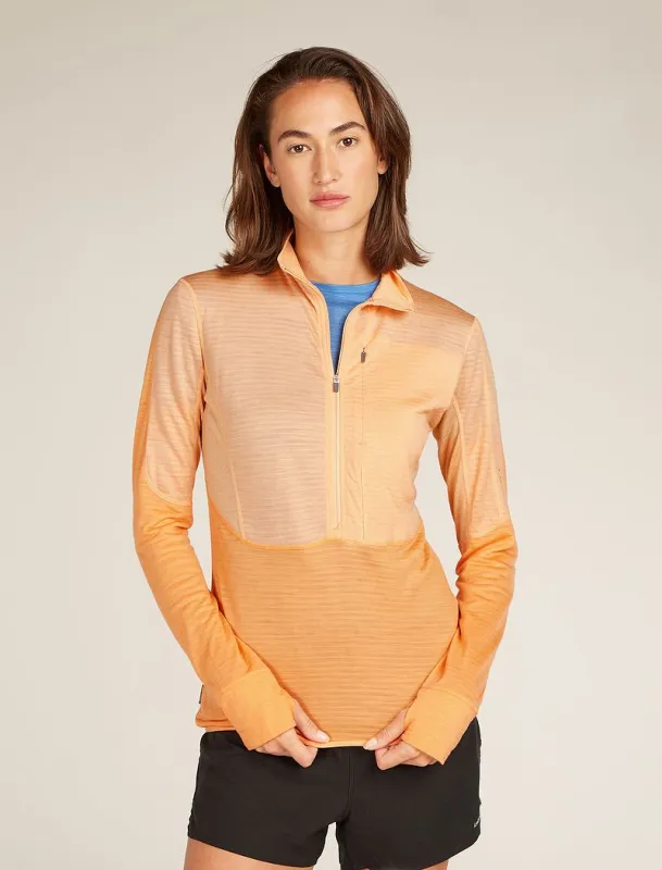Icebreaker Merino Blend 200 Realfleece™ Descender Long Sleeve Half Zip Top - Woman - Sunston/feldspar - Size M sold by Icebreaker