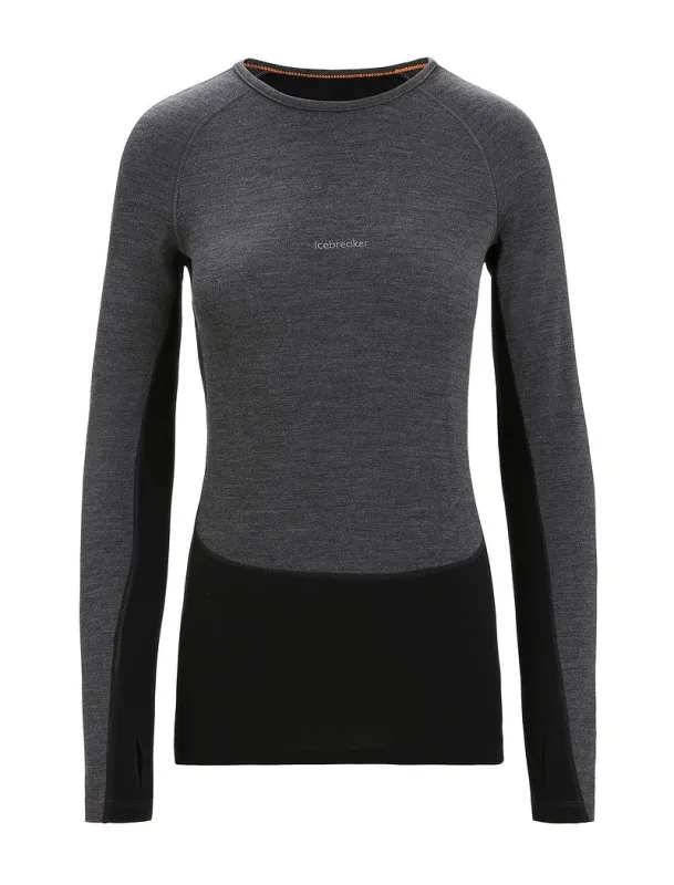 Icebreaker 260 ZoneKnit™ Long Sleeve Crew Thermal Top - Woman - Jet Heather/black - Size XL sold by Icebreaker