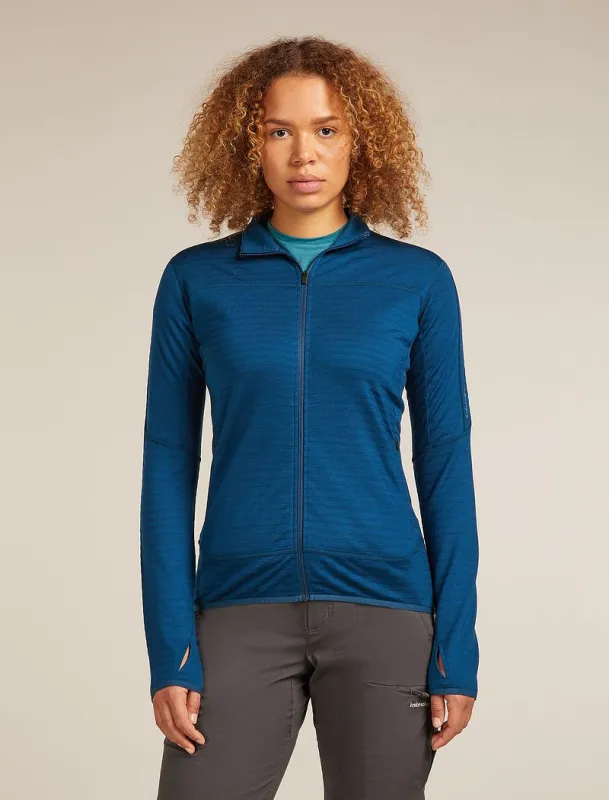 Icebreaker Merino Blend 300 RealFleece™ Descender Long Sleeve Zip Jacket - Woman - Atlantis - Size M sold by Icebreaker