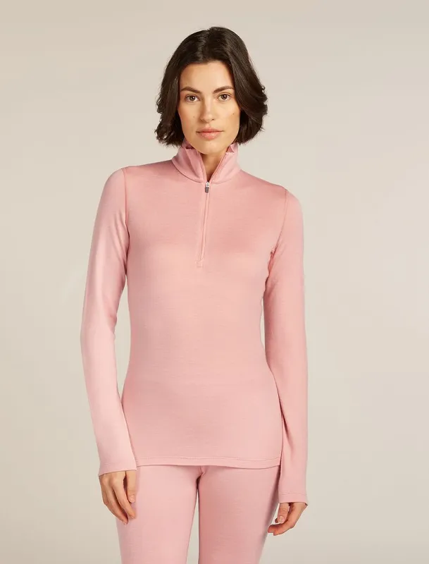 Icebreaker Merino 260 Tech Long Sleeve Half Zip Thermal Top - Woman - Blush - Size XXL sold by Icebreaker