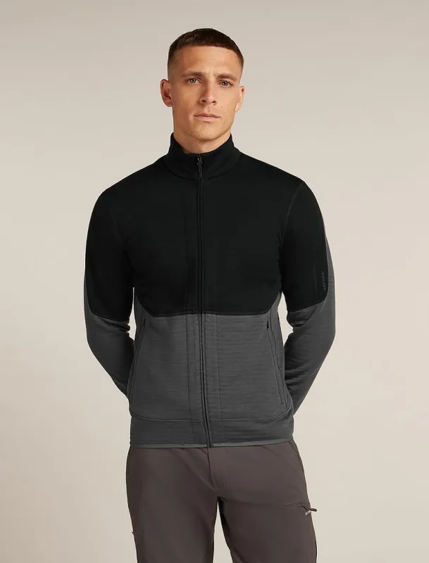 Icebreaker Merino 400 RealFleece™ Descender Long Sleeve Zip Jacket - Man - Black/obsidian - Size XL sold by Icebreaker