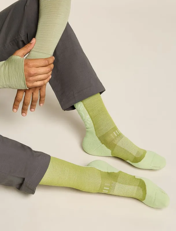 Icebreaker Merino Hike+ Light Crew Socks IB Solar - Man - Olive/ashen - Size M sold by Icebreaker