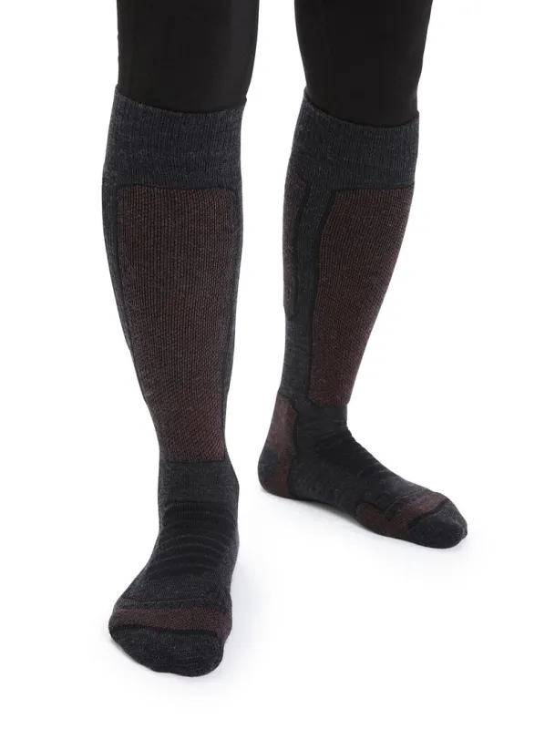 Icebreaker Merino Ski+ Medium Over the Calf Socks - Woman - Jet Heather/espresso - Size L sold by Icebreaker