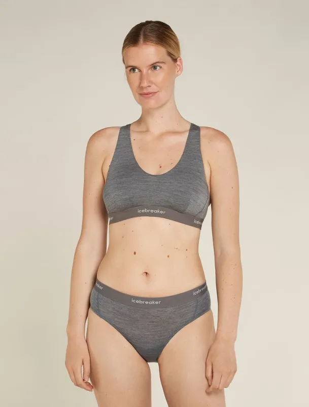 Icebreaker Merino Blend 125 Cool-Lite™ Sprite Racerback Bra - Woman - Gritstone Heather - Size L sold by Icebreaker