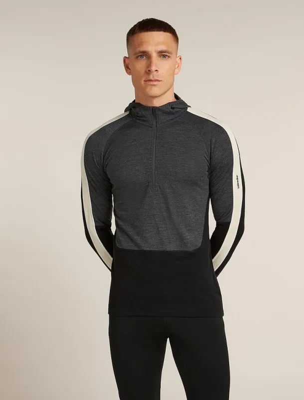 Icebreaker Merino 200 Oasis+ Long Sleeve Half Zip Thermal Hoodie - Man - Black/jet Hthr - Size L sold by Icebreaker