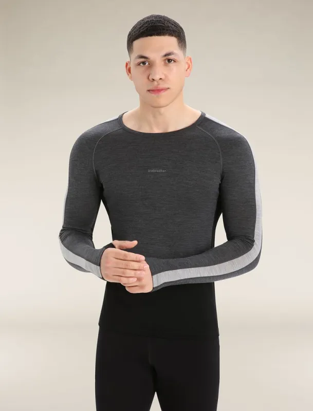 Icebreaker 200 ZoneKnit™ Long Sleeve Crew Thermal Top - Man - Jet Heather/black - Size L sold by Icebreaker