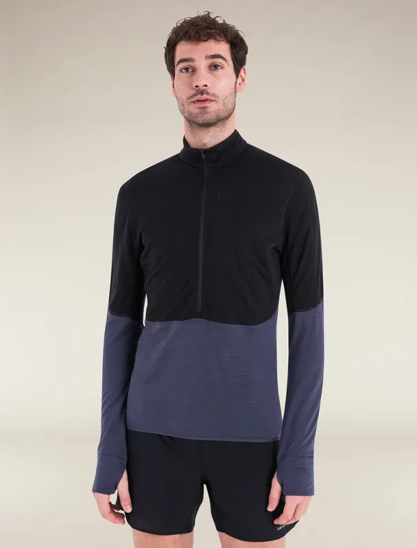 Icebreaker Merino Blend 200 Realfleece™ Descender Long Sleeve Half Zip Top - Man - Black/graphite - Size XXL sold by Icebreaker