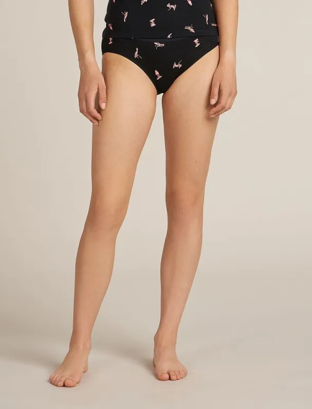 Icebreaker Merino 150 Siren Hipkini Snow Day - Woman - Black/acid Pink - Size S sold by Icebreaker