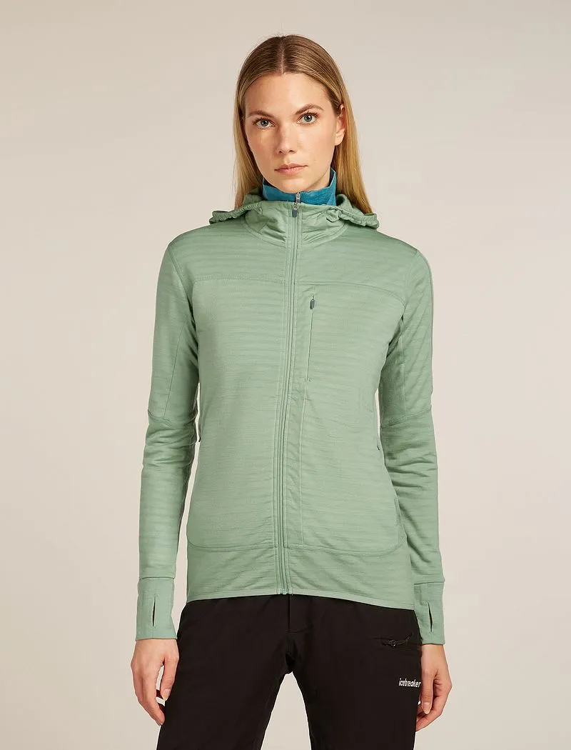 Icebreaker Merino Blend 300 RealFleece™ Descender Long Sleeve Zip Hoodie - Woman - Seaglass - Size S sold by Icebreaker