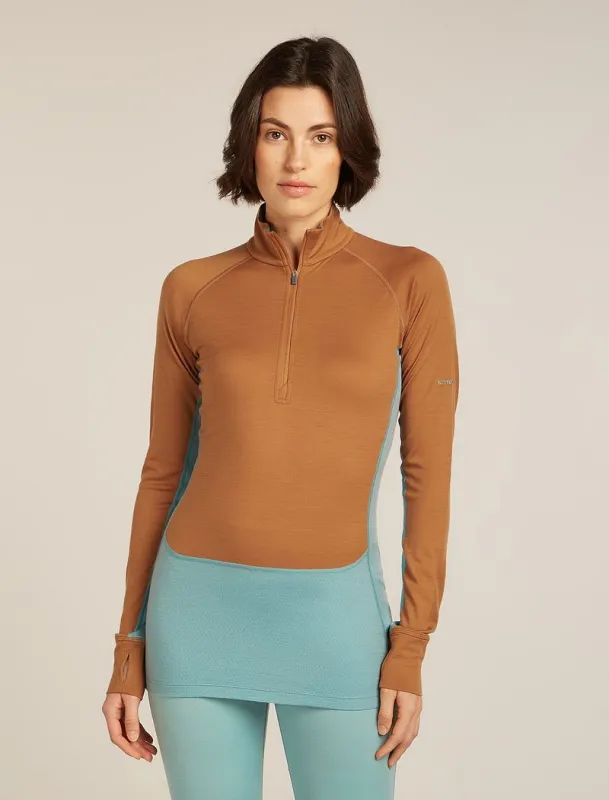 Icebreaker Merino 200 ZoneKnit™ Long Sleeve Half Zip Thermal Top - Woman - Hydro/trail - Size XL sold by Icebreaker