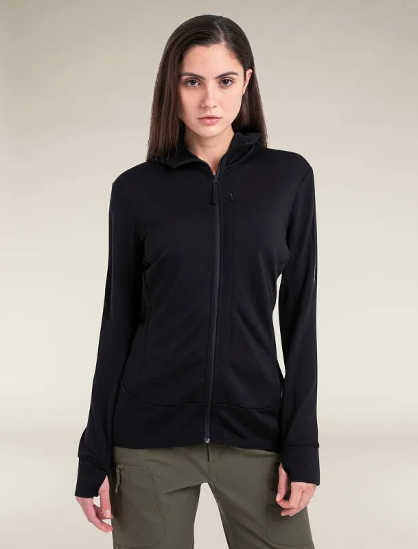 Icebreaker Merino 260 Quantum Long Sleeve Zip Hoodie - Woman - Black - Size XS sold by Icebreaker