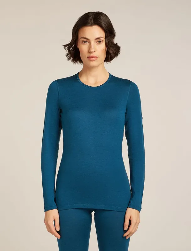 Icebreaker Merino 260 Tech Long Sleeve Crew Thermal Top - Woman - Atlantis - Size XS sold by Icebreaker