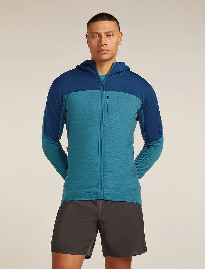 Icebreaker Merino Blend 300 RealFleece™ Descender Long Sleeve Zip Hoodie - Man - Topaz/atlantis - Size L sold by Icebreaker