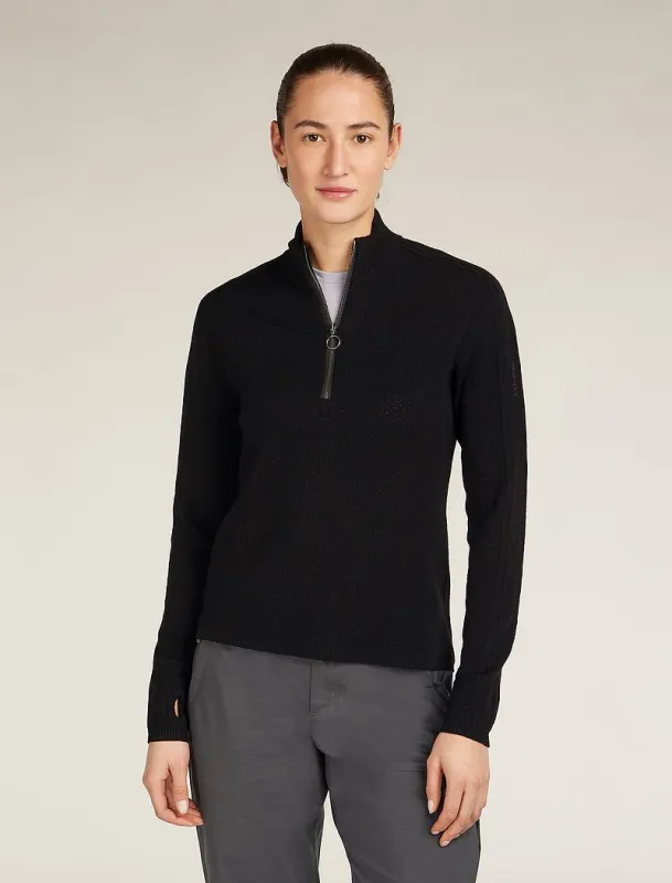 Merino icebreaker Anniversary Original Long Sleeve Half Zip Top - Woman - Black - Size XS made by Icebreaker
